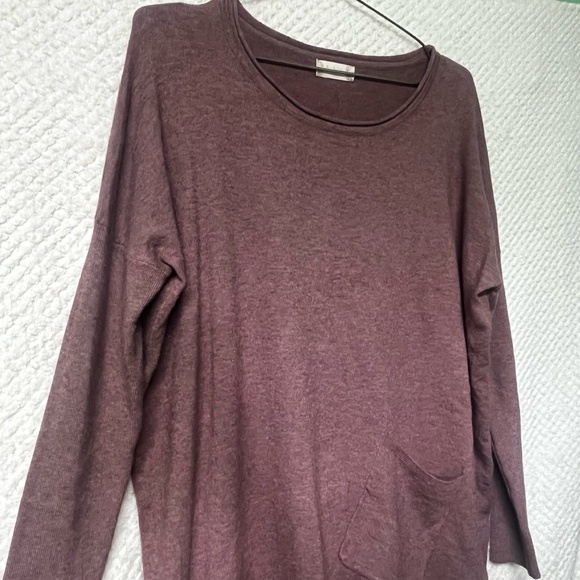 Altar'd State Womens Deep Plum Tunic Sweater Relaxed Fit Patch Pocket Boho S/M - Picture 6 of 11